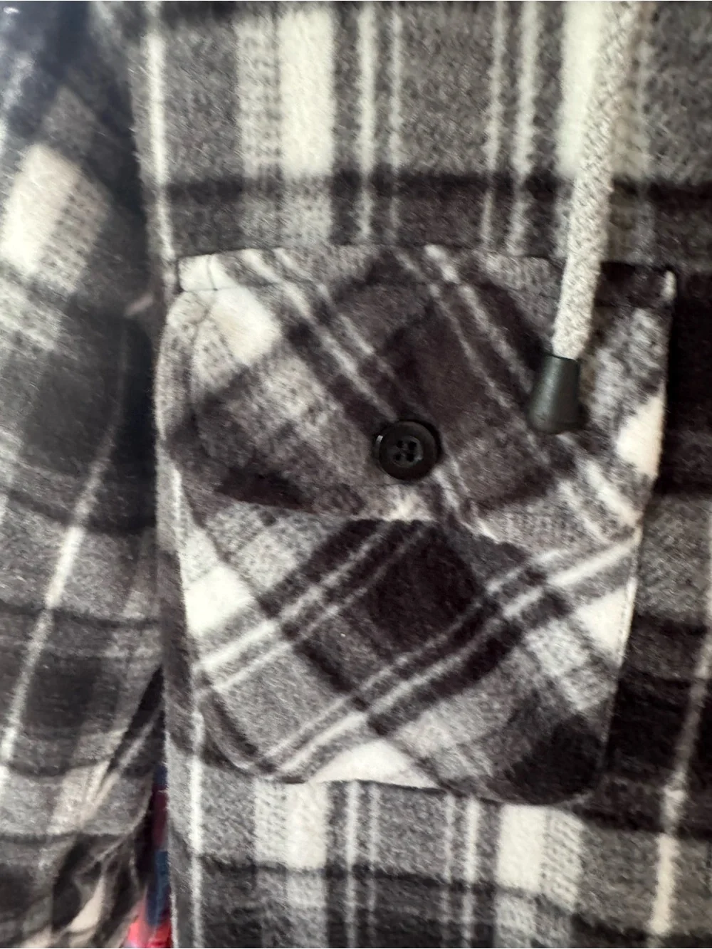 Flint Workwear Youth Boys Black White Plaid Hooded Fleece Shacket Size S 8/10